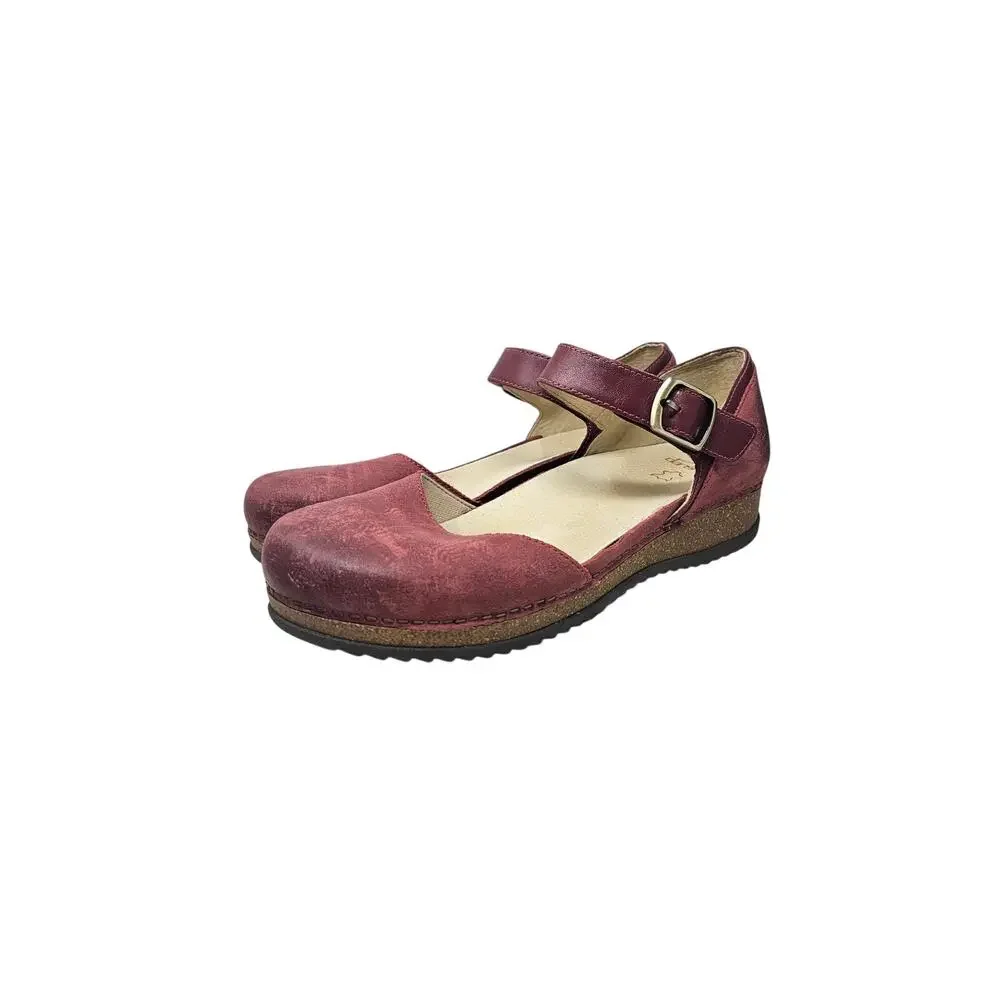 Dansko 42 Mae Mary Jane Red Comfort Wedge Casual Gorpcore Leather Ankle Strap - Picture 6 of 6